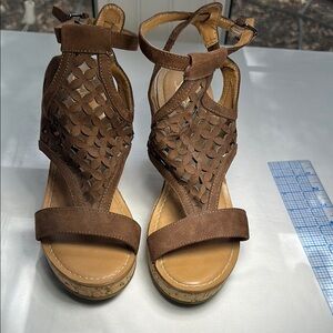 Franco Sarto Tan Suede Wedges